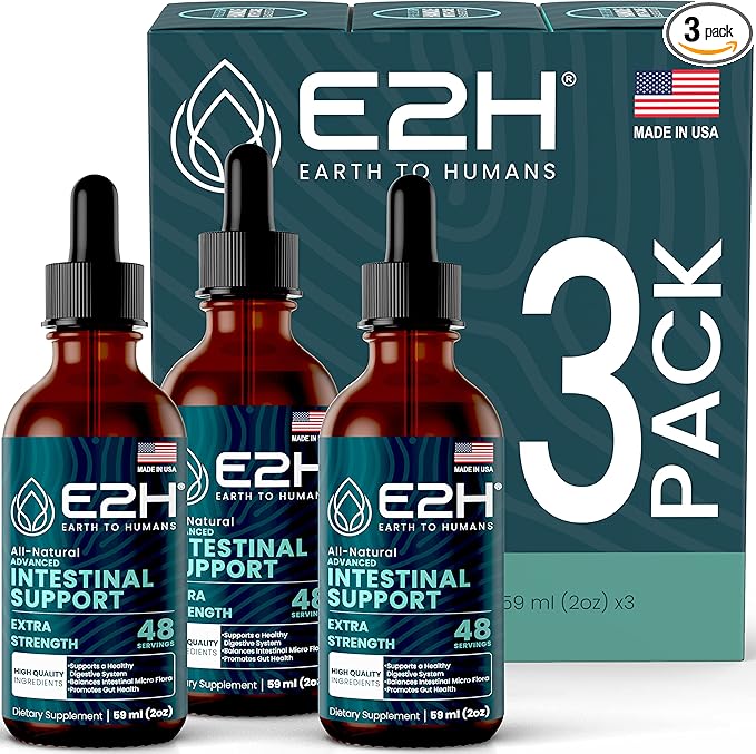 E2H Advanced Intestinal Support - Supports Intestinal Balance and Gut Health -Wormwood and Black Walnut Extract - Non-GMO Vegan - (3 Bottles)
