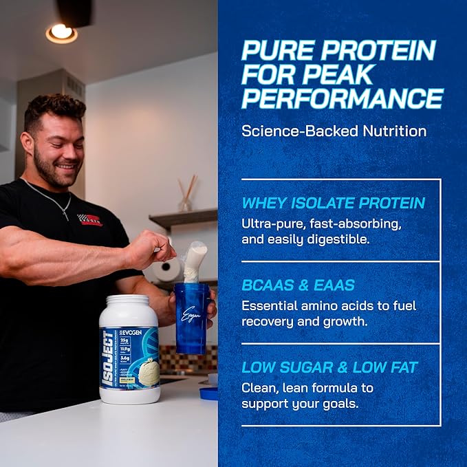 Evogen Isoject - Whey Protein Isolate | Ultra-Pure Whey Protein Powder with Ignitor Enzymes BCAAs and EAAs | Enhanced Absorption &amp Recovery | Vanilla | 25 Servings