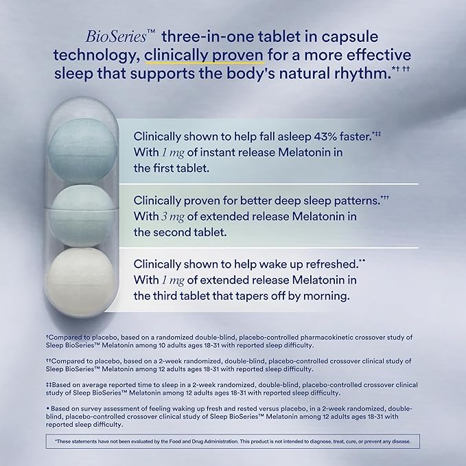 Ritual Sleep BioSeries™ Melatonin: Sleep Aid for Adults Sleep Supplement with Time Released Capsules Drug Free Sleep Vitamins for Adults for All Night Sleep Support 20 Capsules