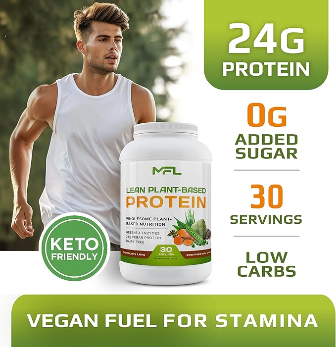 MFL Vegan Plant-Based Protein Powder l Gluten Free l Non Dairy l Non GMO l Lactose Free l Keto-Friendly | 2.12 lbs (Chocolate Lava)