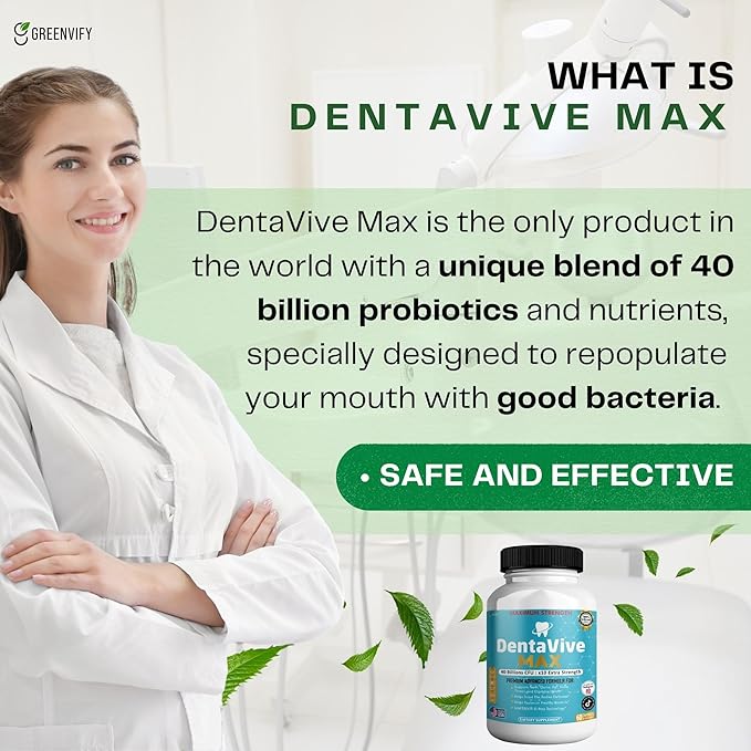 DentaVive Max Probiotic Supplement 40 Billion CFU 60 Capsules Premium Oral Health Support for Teeth Gums Digestive Health (3)