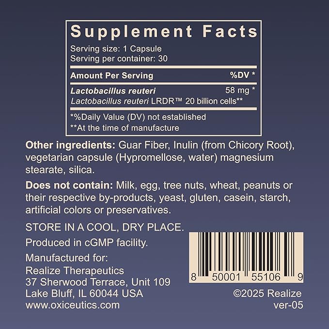 MyReuteri™ 20 Billion CFU Probiotic – Enhanced-Strength L. reuteri LRDR™ + FOS Prebiotic – by Dr. William Davis – Makes Yogurt-Like Superfood – 30 Veg Capsules