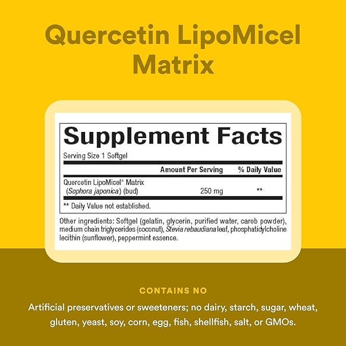 Natural Factors Quercetin LipoMicel Matrix - Supports Immune Health &amp Capillary Health - Antioxidant Support Supplement with Highly Absorbable Quercetin - 120 Softgels (120 Servings)