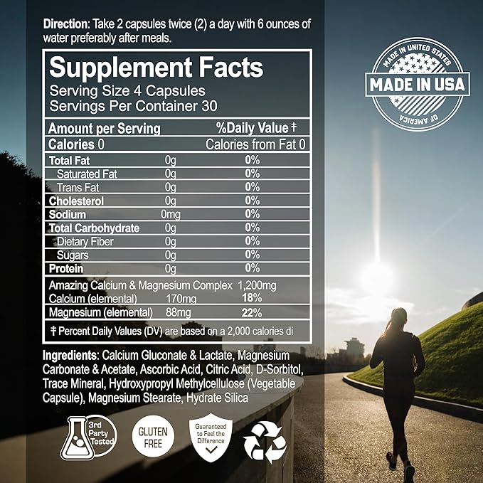 NANOWELL Sean Lee's iBone Cal Mag 120 Vegetable Capsules X 4 Bottles + 1 Bottle of Vitamin D3 - Bone Health Calcium and Immune Support Supplement