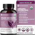 Organic Resveratrol Supplement – Trans-Resveratrol Capsules with Green Tea – Highly Purified &amp Bioavailable - 90 Vegan Caps