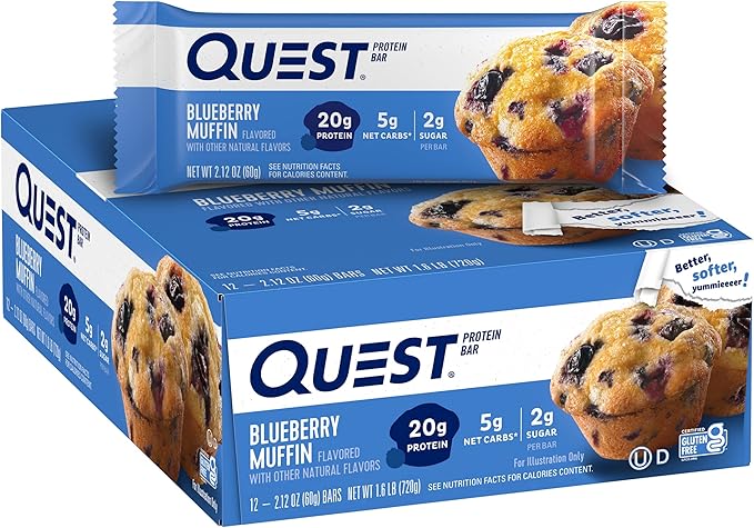 Quest Nutrition Birthday Cake Protein Bars High Protein Low Carb Gluten Free Keto Friendly 12 Count &amp Blueberry Muffin Protein Bars High Protein Low Carb Gluten Free Keto Friendly 12 Cou