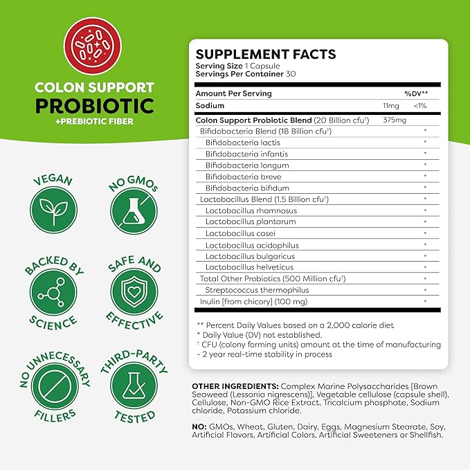 Probulin Women’s Probiotic + Colon Support Bundle – Daily Vaginal Digestive &amp Immune Health – 2-Pack 20 Billion CFU Vegan 30 Count Each
