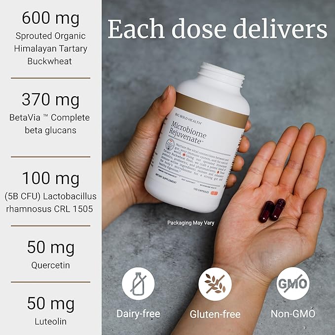 BIG BOLD HEALTH Complete Gut Support Bundle - Organic Himalayan Tartary Buckwheat Prebiotics &amp Probiotics for Gut Health - Natural Energy Microbiome &amp Immune System Support - Non-GMO Gluten
