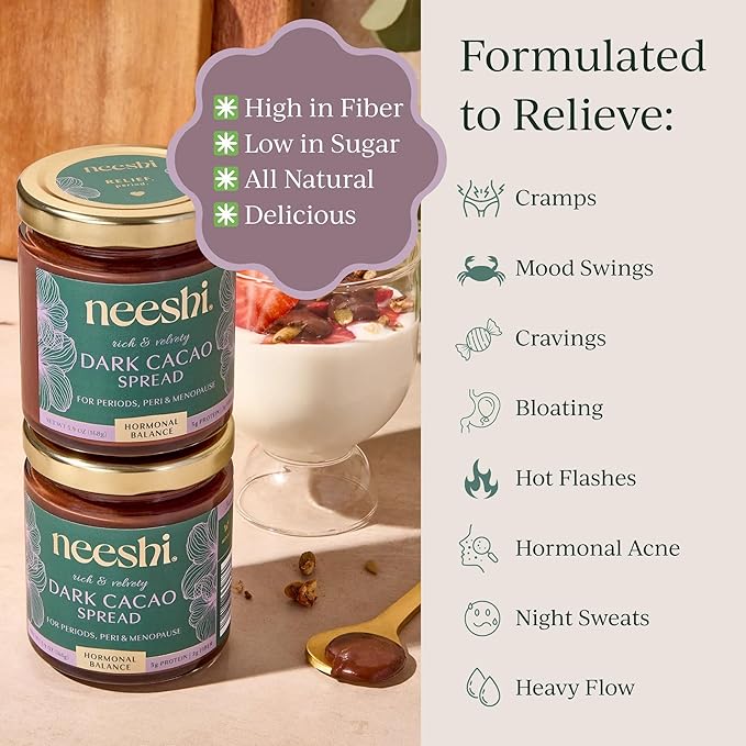 Monthly Hormone Balance Bundle – 2 Nourishing Vanilla Protein Powders + 2 Dark Cacao Ritual Spreads – Plant-Based Vegan Gluten-Free – PMS &amp Menopause Relief with Superfood Nutrition