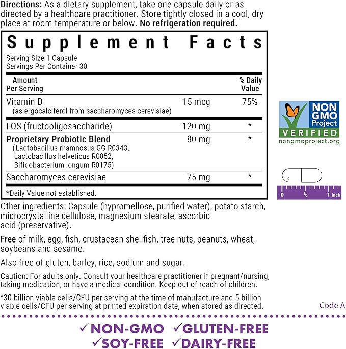 BlueBonnet Nutrition Pre Pro Post Probiotic 30 Billion CFU^ Shelf Stable – for Women &amp Men Digestion Gut Mood Immune* - Free of Dairy Gluten &amp Soy - Non-GMO - 30 Vegetable Capsules 30 Ser