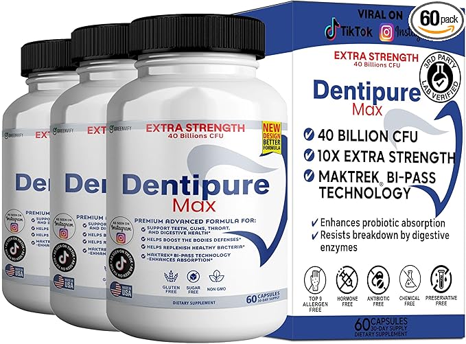 Dentipure Max Probiotic Supplement 40 Billion CFU 60 Capsules Supports Teeth and Digestive Health (3)