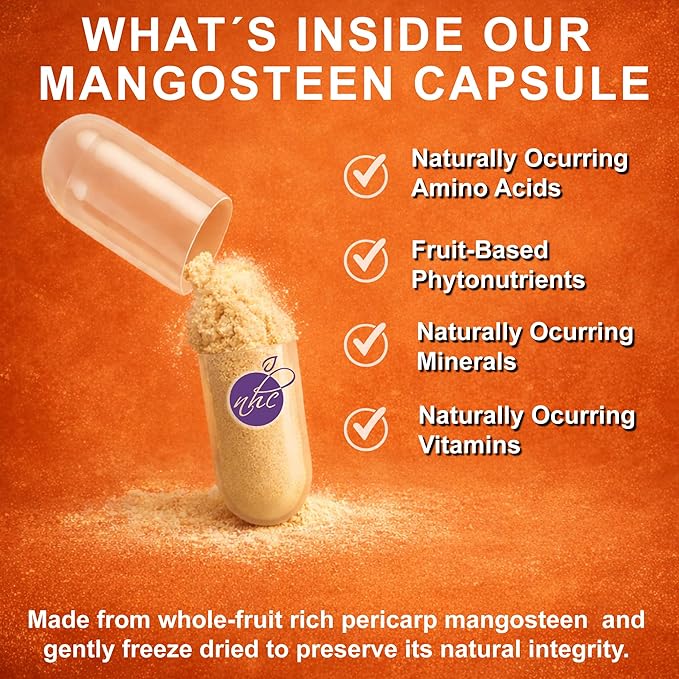 Mangosteen Pericarp Capsules – Organic Freeze Dried Powder Strength Rich in 56+ Potent Xanthones &amp Flavonoids High ORAC – 120 Veggie Capsules