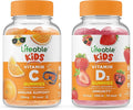Lifeable Vitamin D Kids + Vitamin C Kids Gummies Bundle - Great Tasting Vitamin Supplement Gluten Free GMO Free Chewable Gummy