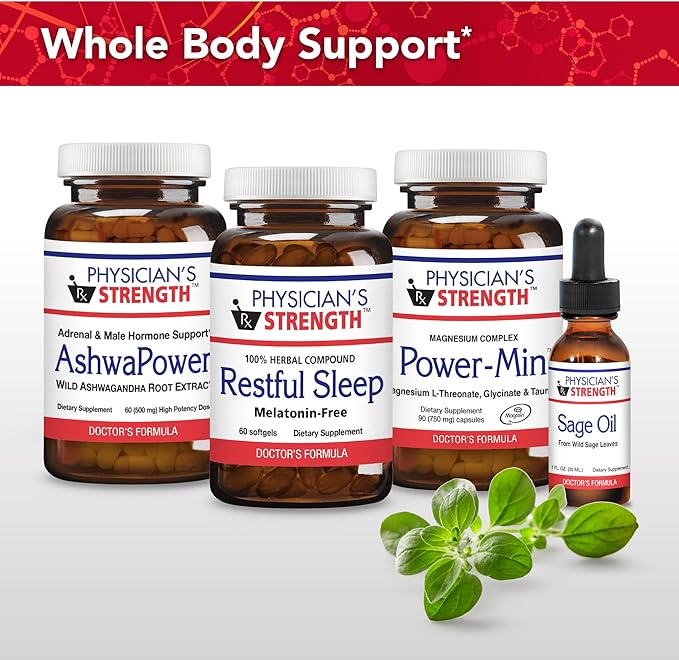 Physician's Strength Power-Min - 90 Capsules - Total Body Support - Magnesium Complex with Magnesium L-Threonate Glycinate &amp Taurate - Highly Absorbable - 30 Servings