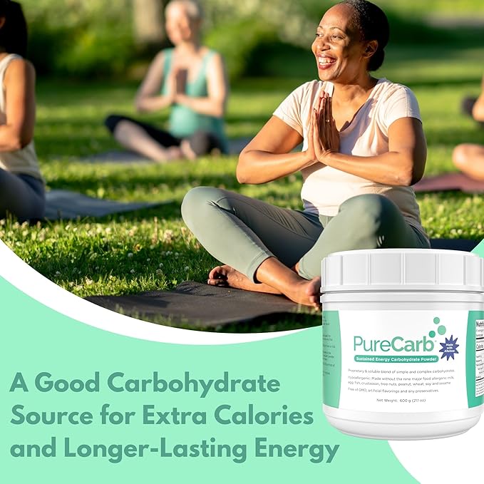 PureCarb Sustained Energy Carbohydrate Post &amp Pre Workout Supplement Powder Allergen-Free Energy Powder with Simple &amp Complex Carbohydrates and Low Glycemic Index 600g