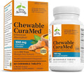 Terry Naturally CuraMed 100 mg Curcumin Complex - Enhanced Absorption Curcumin Supplement with Turmeric - Brain &amp Liver Health Support Supplement - Vegan Dietary Supplement - 60 Chewable Tablets