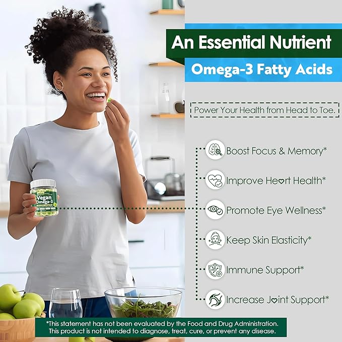 Vegan Omega 3 Gummies + Phospholipids Astaxanthin Vitamin D3 DHA 560mg &amp EPA 280mg Fish-Free Algae Omega 3 Supplement for Adults &amp Kids for Brain Eye Skin and Overall Health Sugar Free