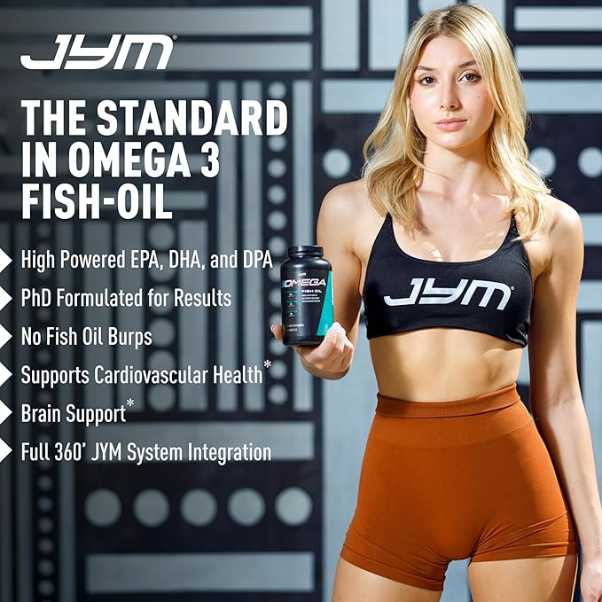 JYM Supplement Science Omega JYM Fish Oil 2800mg High Potency Omega 3 EPA DHA DPA for Brain Heart &amp Joint Support 120 Soft Gels