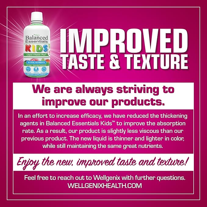 Wellgenix Balanced Essentials Kids Liquid Multivitamin – 94 Nutrients Including Vitamins Minerals &amp Omega Fatty Acids – Mixed Berry Flavor – 16 fl oz (Pack of 2)