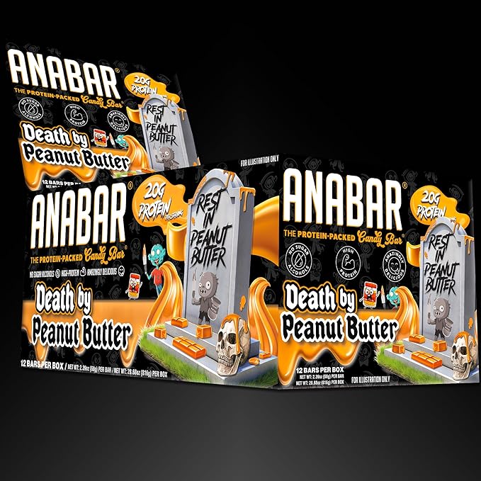 Anabar Protein Bar The Protein-Packed Candy Bar Amazing Tasting Protein Bar No Sugar Alcohols High Protein Amazingly Delicious 20 Grams of Protein (12 Bars Death by Peanut Butter)