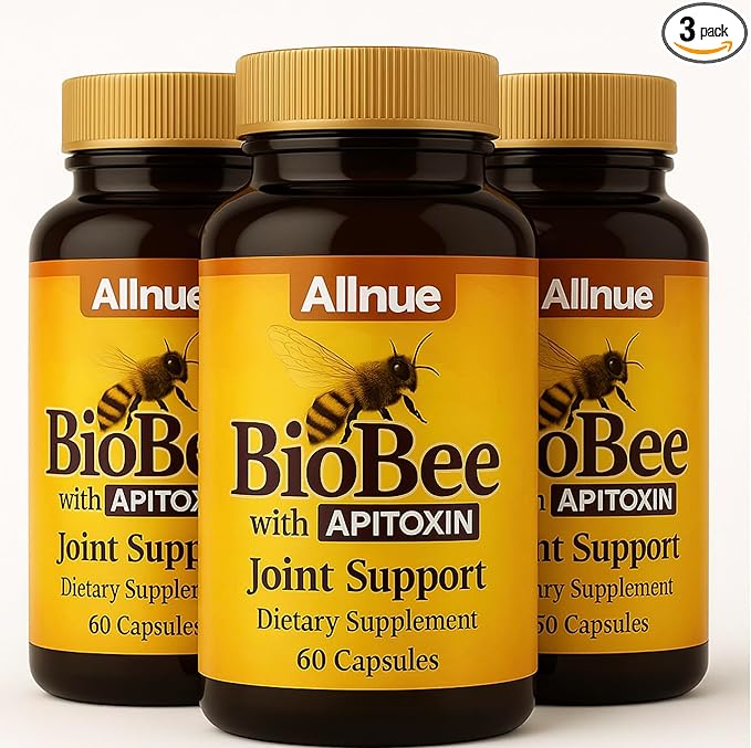 Natural Bio Bee - Venom with glucosamine sulfate Veneno Abeja 180 Capsulas Apitoxin Manuka Honey Dietary Supplement Pack de 3 Bottles