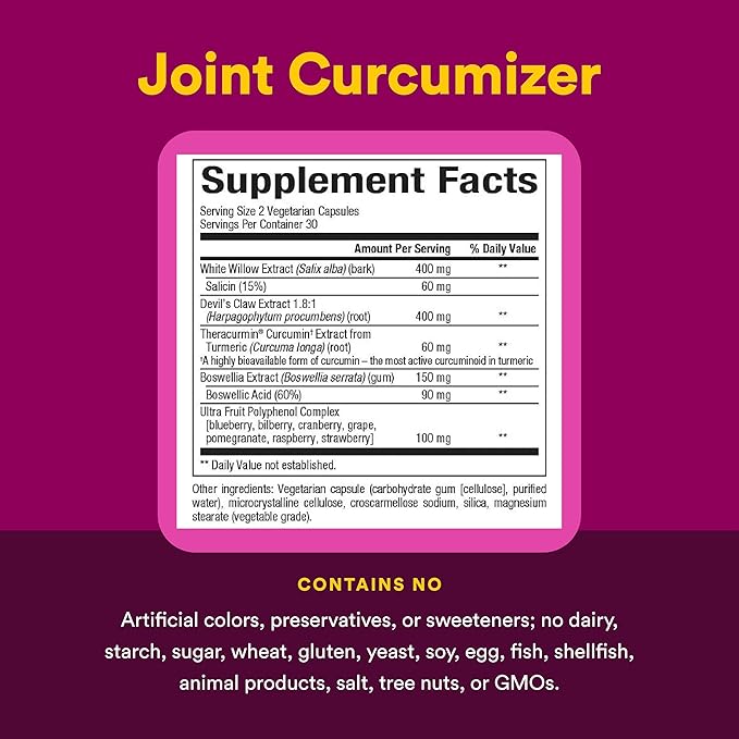 CurcuminRich Joint Curcumizer by Natural Factors Support Healthy Joints Heart and Natural Inflammatory Response with White Willow 60 capsules (30 servings)