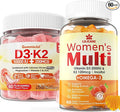 Sugar-Free Vitamin D3 K2 Filled Gummies + Multivitamin for Women Gummies