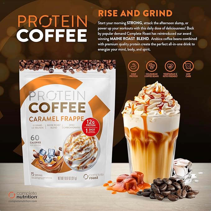 Complete Roast Coffee Protein 12-18 g of Protein 0 Carbs 15 Servings (Caramel Frappe)