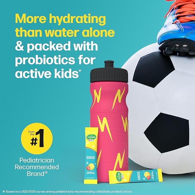 Culturelle® Kids Probiotics and Electrolytes Hydration Super Duo Strawberry Lemonade Sugar Free‡ Powder Packets for Immune and Digestive Support 30 Count