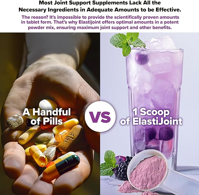 Labrada Nutrition Elastijoint Grape - Glucosamine Joint Support Supplement Powder for Men &amp Women Joint Relief &amp Bone Health Supplement with MSM Glucosamine Chondroitin MSM - Gluten-Free