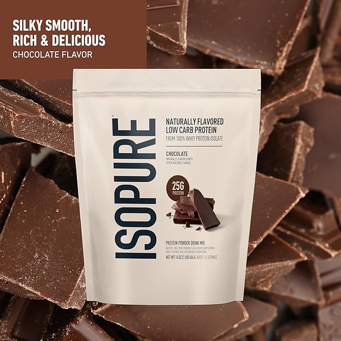 Isopure Low Carb 100% Pure Whey Isolate Protein Powder Lactose Free Gluten Free With Vitamins Dark Chocolate 25g Protein Per Serving 1 Lb 14 Servings (Packaging May Vary)