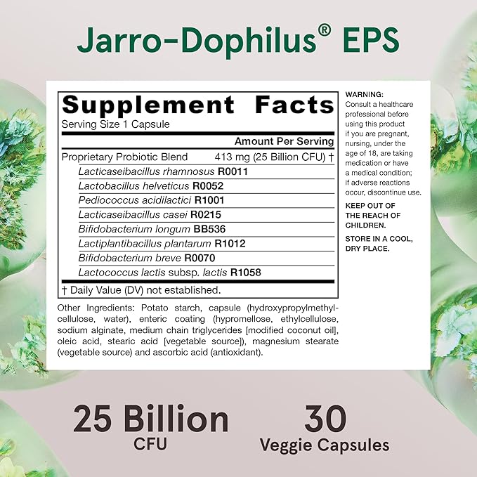 Jarrow Formulas Probiotics for Women and Men Digestive Health - Probiotic Nutritional Supplements Gut Health 25 Billion CFU 30 Capsules 30 Day Supply