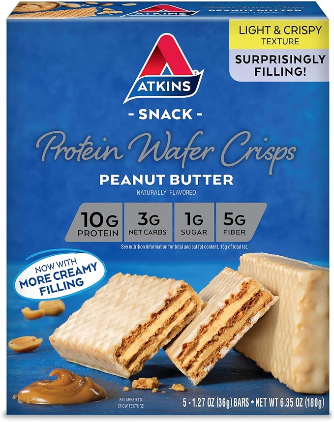 Atkins Chai Tea Latte Protein Shake with 15g Protein 3g Net Carb 1g Sugar + Atkins Peanut Butter Protein Wafer Crisps with 10g Protein 4g Net Carb 1g Sugar 5 Count