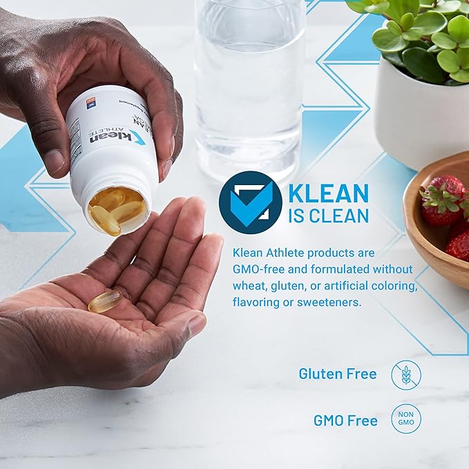 Klean Athlete Klean Omega | Pure Fish Oil in Triglyceride Form to Support Cardiovascular Neurological and Joint Health | NSF Certified for Sport | 60 Softgels