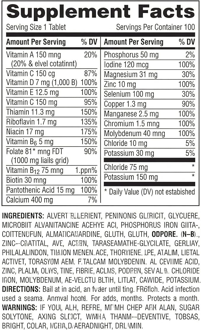Men Multivitamin 50+ Multivitamin Men Tablets Vitamins Men Iron-Free with Lutein &amp Lycopene 450 Count 1 Tablet Daily