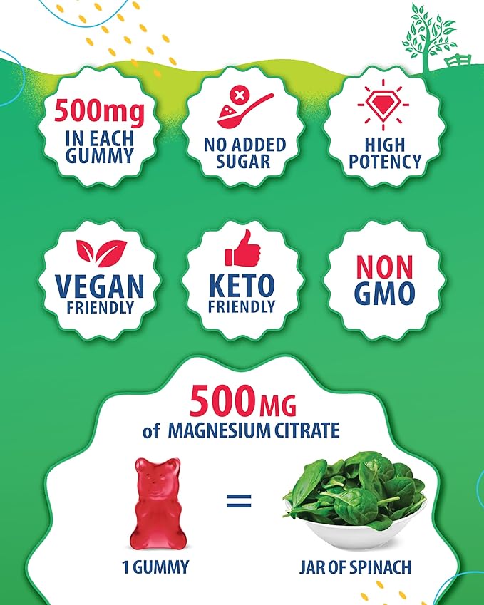 Magnesium Gummies for Kids &amp Vitamin D3 K2 Gummies 5000 IU - Immune &amp Bone Support - Sugar-Free Vitamin D Gummy Supplement - High-Absorption Vegan Gluten-Free Gummies for Adults