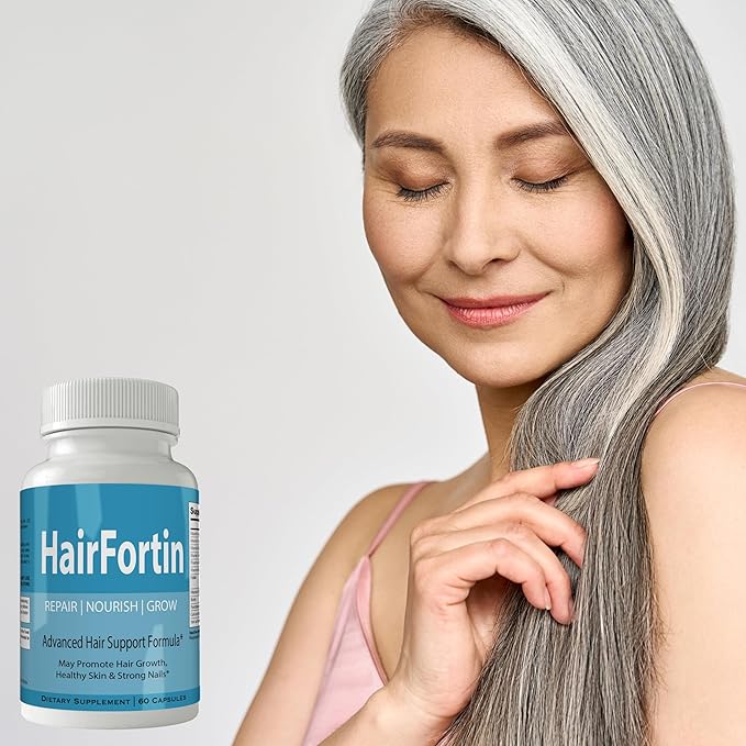 Hairfortin Advanced Hair Growth Vitamins and Minerals - Extra Strength Formula for Hair Skin and Nails with Biotin - Gluten Free 60 Capsules
