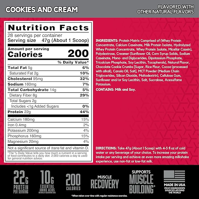 BSN SYNTHA-6 Whey Protein Powder Micellar Casein Milk Protein Isolate Powder Cookies and Cream 28 Servings (Package May Vary)