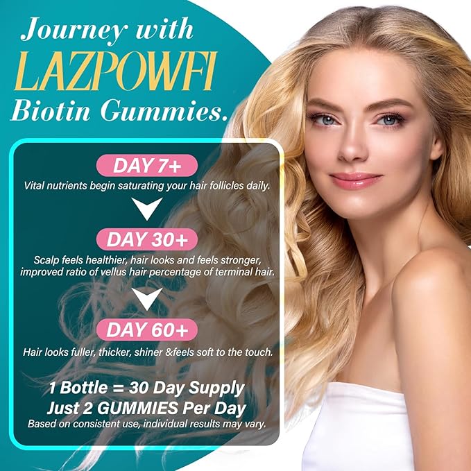 Biotin Gummies -Hair Skin and Nails Vitamins Vegan Vitamin B7 Supports Hair Growth and Stronger Nails for Men &amp Women 90 Day Supply-Strawberry
