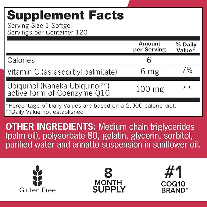 Qunol Mega Ubiquinol CoQ10 100mg Superior Absorption Patented Water and Fat Soluble Natural Supplement Form of Coenzyme Q10 Antioxidant for Heart Health 240 Count Softgels 120 Count (Pack of 2)