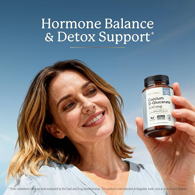 Calcium D-Glucarate | 500MG | CDG for Liver Detox and Cleanse Hormone Balance and Menopause Support | Calcium Supplement | Vegan Non-GMO Third-Party Tested | 90 Capsules (3-Month Supply)