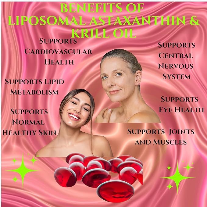 Nikoni Liposomal Astaxanthin 24mg with Kril Oil 500mg Supplement (240 Softgelss)