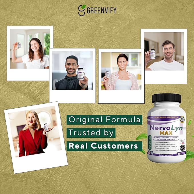 NervoLyn Max Maximum Strength Nerve Support Supplement 60 Capsules with Vitamin B Complex Vegan Gluten Free Non-GMO 30 Day Supply (5)