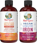 MaryRuth's MaryRuth's Liquid Morning Multivitamin +Hair Growth (Peach Mango 15.22oz) &amp Iron Liquid (Berry) | Clean Label Project Verified® | Beauty Immunity &amp Overall Health | Vegan Non-GM
