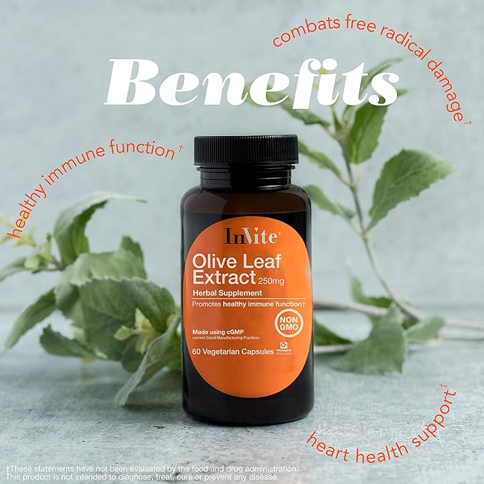 Invite Health Olive Leaf Extract - Provides Nutritional Support for Healthy Immune System - 30 Day Supply - 60 Vegetarian Capsules (1)