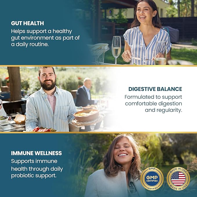 Vykee Nutrition Daily Probiotic Capsules 50 Billion CFU with Prebiotic and 11 Strain Formula for Digestive Support and Wellness - Vegan Non GMO - 60 Capsules