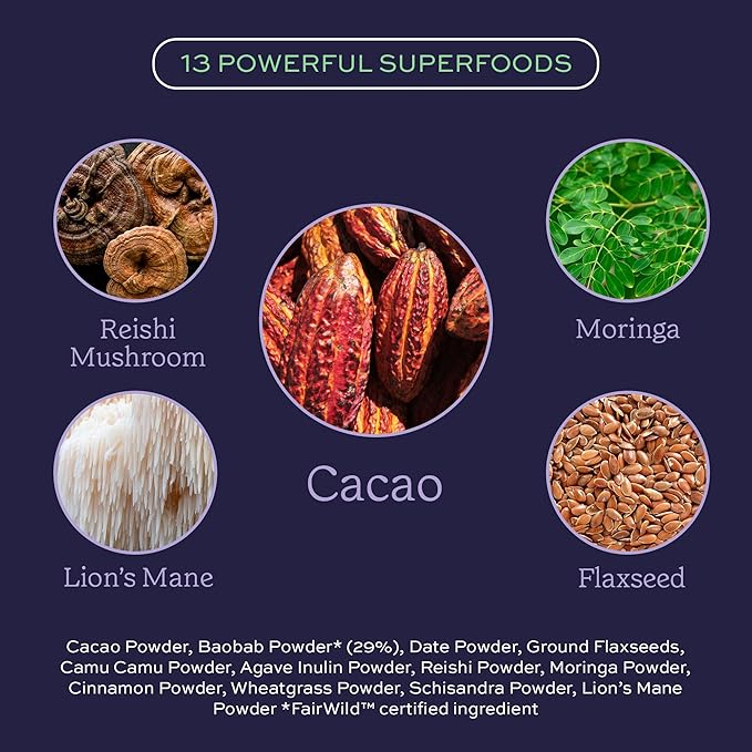 Aduna Organic Mind Superfood Blend | 100% Natural Stir-in Blend With 10+ Superfoods for Focus Calm &amp Mental Clarity | Vegan Powder for Oats Yogurt Shakes Smoothies Drinks &amp Baking | 250g