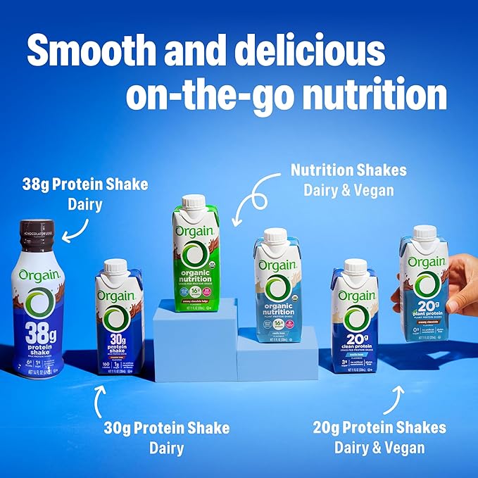 Orgain 30g High Protein Shake Variety Pack Dairy Isolate Milk Protein 5g BCAAs 1g Sugar Per Serving Caffeine Meal Replacement Ready to Drink Chocolate Vanilla Café Latte 11 Fl Oz (12 Pack)