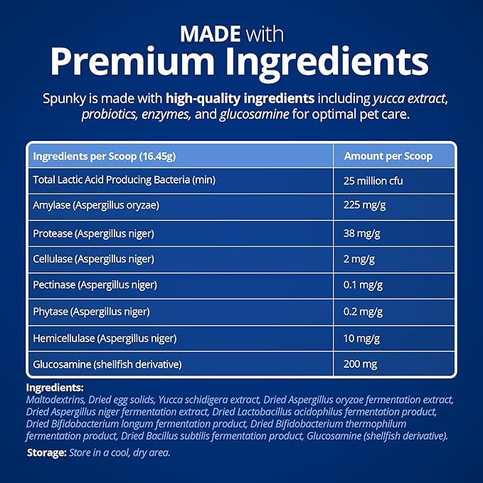 Spunky Digestive Supplement - Probiotics Digestive Enzymes Joint Support for Cats and Dogs | Gut Health | Pet Probiotics for Dogs and Cats - 3lb