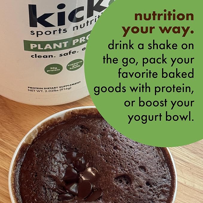 Kick Plant Protein Powder Chocolate Flavor 20 G Protein Gluten Free Workout Supplement with Aminos Acids to Support Fitness Goals &amp Gut Health No Sugar No Artificial Flavors 28 Servings